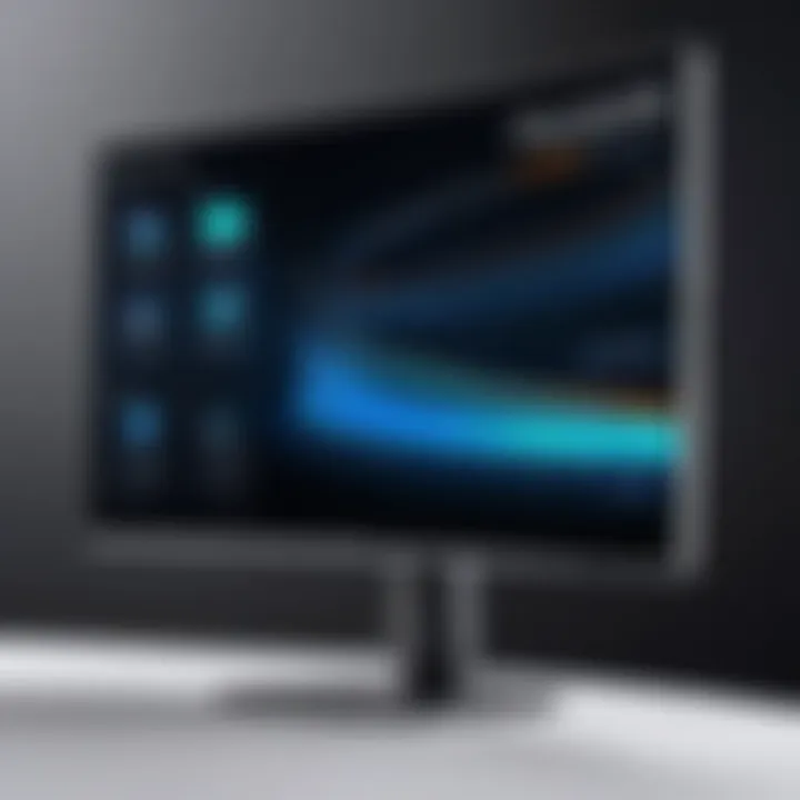 Close-up view of curved monitor specifications highlighting display technology