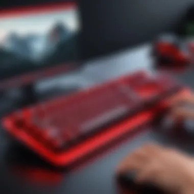 Person Typing on Red Mechanical Keyboard