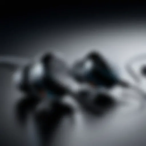 Close-up of high-fidelity earbuds showcasing sleek design