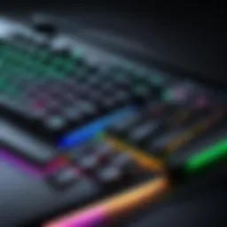 A sleek Razer keyboard highlighting customizable RGB lighting