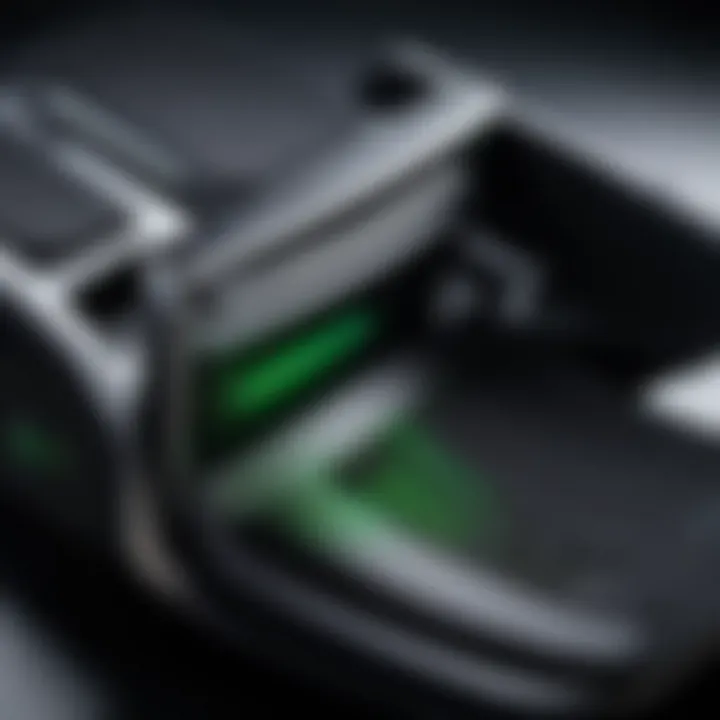 Close-up view of Razer Iskur lumbar support mechanism