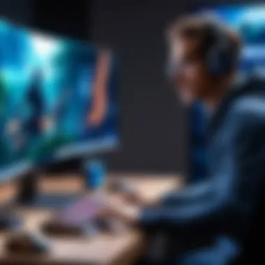 Immersive Gaming Setup with Razor Laptops Gamer using a Razor laptop in an immersive setup