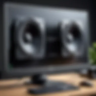 Side profile of a 32-inch computer monitor highlighting speaker placement