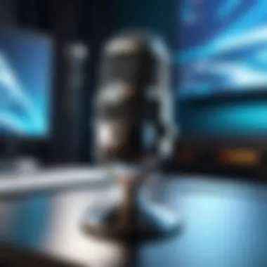 Sleek microphone on futuristic desk