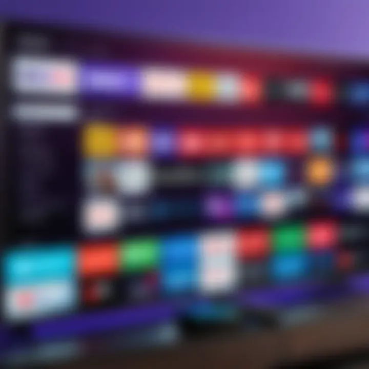 Multiple streaming options displayed on the screen of a 55-inch Roku TV