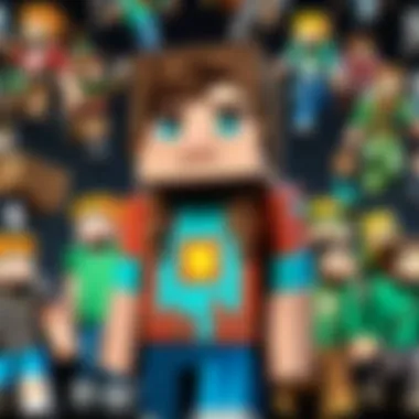 A mock-up showcasing various player-customized Minecraft avatars in action.