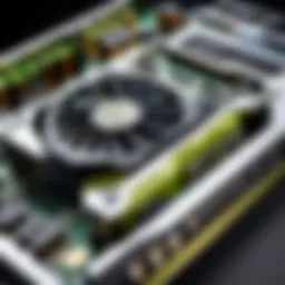 A futuristic visualization showcasing the advanced architecture of GeForce graphics cards.