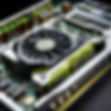 A futuristic visualization showcasing the advanced architecture of GeForce graphics cards.