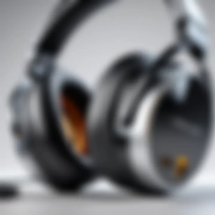 Close-up of advanced noise canceling headphone technology