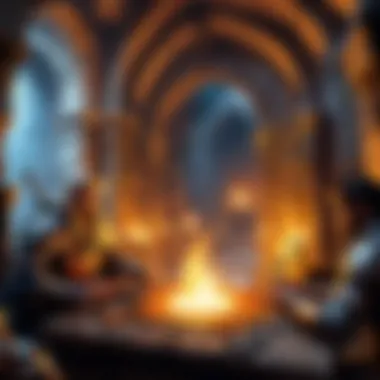 Player Immersion in Dungeon-Themed Gameplay A player immersed in a dungeon-themed Magic: The Gathering session