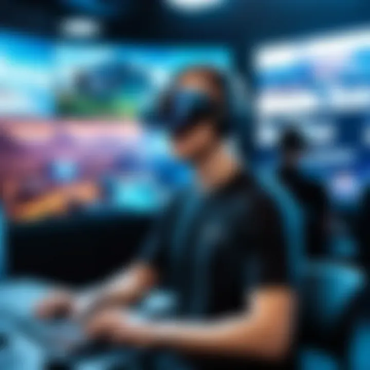 An engaging community of gamers participating in a virtual reality tournament