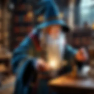 A depiction of a wizard casting an unlocking spell