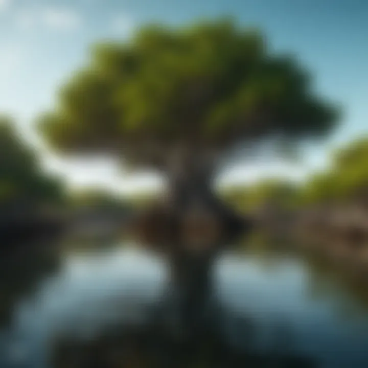 Mangrove trees thriving in a coastal wetland ecosystem