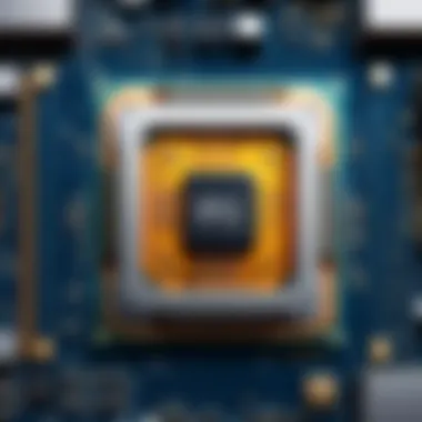 Intricate Design of Top-End CPU Close-up view of a top-end CPU showcasing its intricate design