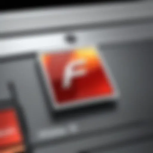 Adobe Flash logo with a Chrome browser interface.