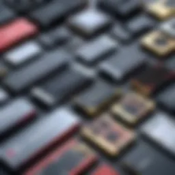 A variety of video capture cards displayed on a table